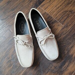 NEW authentic TOD'S gray gommimo driving loafers moccasins suede 7uk 8us